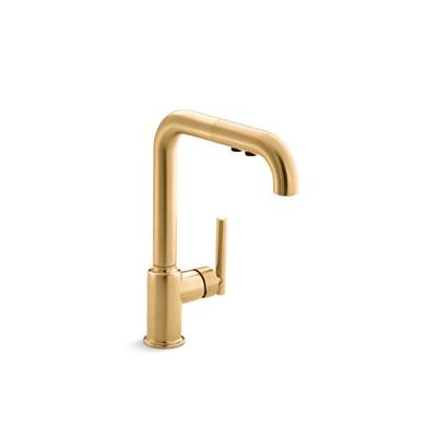 Kohler | Purist | Pull Out Kitchen Faucet - Vibrant Brushed Moderne Brass
