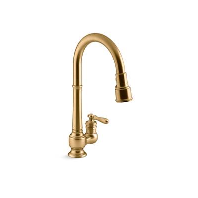 Artifacts Pull-down kitchen sink faucet with three-function sprayhead