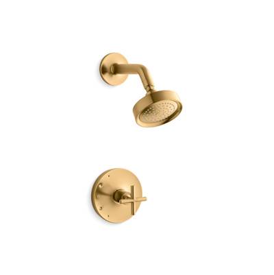 Kohler Purist Rite-temp Shower Trim Kit with Cross Handle, 2.5 Gpm - Vibrant Brushed Moderne Brass