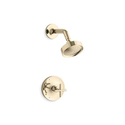 Kohler Purist Rite-temp Shower Trim Kit with Cross Handle, 2.5 Gpm - Vibrant French Gold