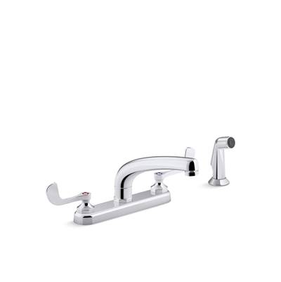 Kohler Triton Bowe 1.5 gpm kitchen sink faucet with 8-3/16'' swing spout, matching finish sidespray, aerated flow and wristblade handles - Polished Chrome