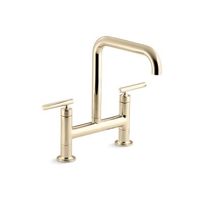 Kohler Purist Two-hole bridge kitchen sink faucet - Vibrant French Gold
