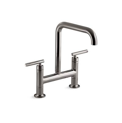 Kohler Purist Two-hole bridge kitchen sink faucet - Vibrant Titanium