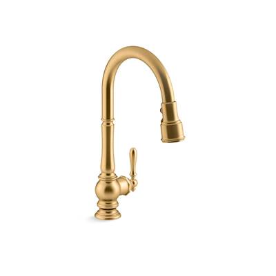 Artifacts Pull-down kitchen sink faucet with three-function sprayhead