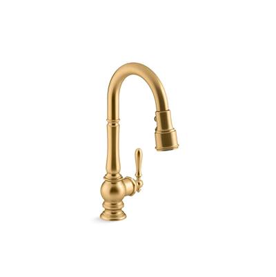 Artifacts Pull-down kitchen sink faucet with three-function sprayhead