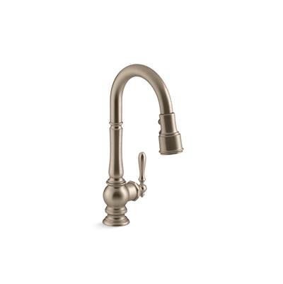Artifacts Pull-down kitchen sink faucet with three-function sprayhead