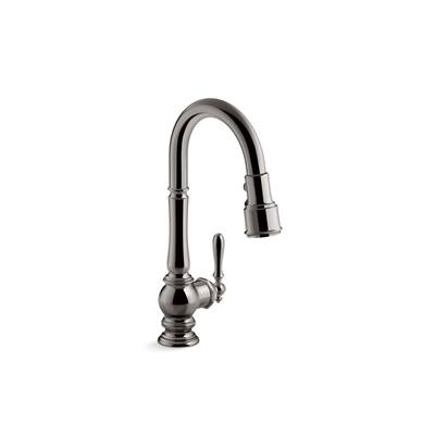 Artifacts Pull-down kitchen sink faucet with three-function sprayhead