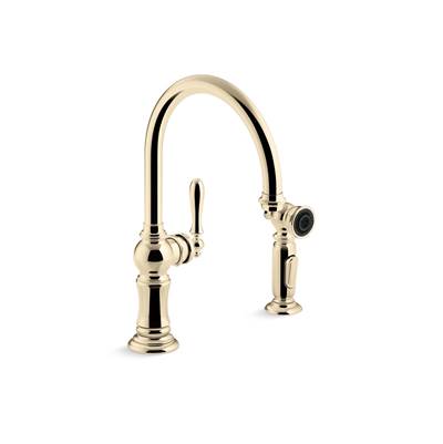 Artifacts Single-handle kitchen sink faucet with two-function sprayhead