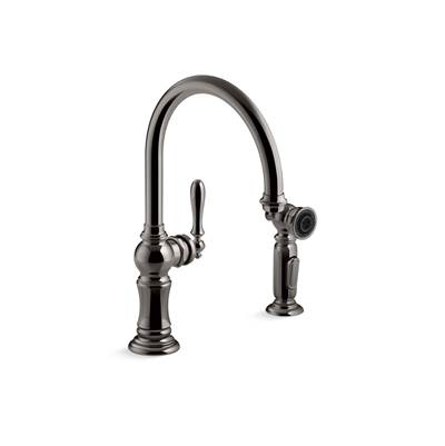 Artifacts Single-handle kitchen sink faucet with two-function sprayhead