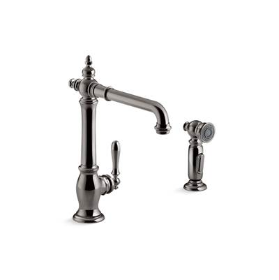 Artifacts Single-handle kitchen sink faucet with side sprayer