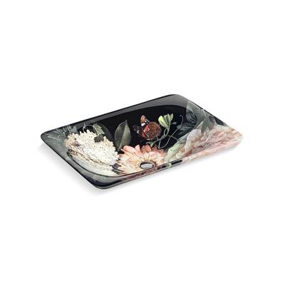 Dutchmaster Blush FloralE Carillon 21-1/4'' rectangular drop-in bathroom sink, no overflow