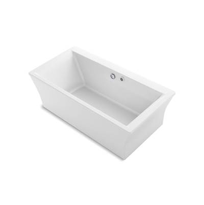 Kohler Stargaze 72'' x 36'' freestanding Heated BubbleMassageE air bath with Bask heated surface and fluted shroud - White