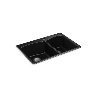 Kohler Kennon 33'' Top-/undermount Double-bowl Kitchen Sink - Matte Black