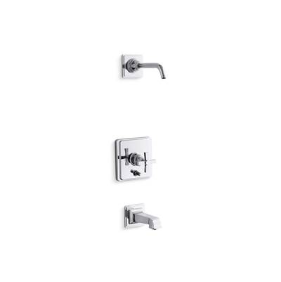 Kohler Pinstripe Pure Rite-temp Bath and Shower Trim Kit with Push-button Diverter and Cross...