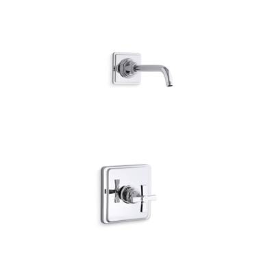 Kohler Pinstripe Pure Rite-temp Shower Trim Kit with Cross Handle, Without Showerhead - Polished...