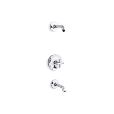 Kohler Purist Rite-temp Bath and Shower Trim Kit with Push-button Diverter and Cross Handle,...