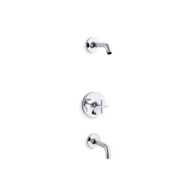 Kohler Purist Rite-temp Bath and Shower Trim Kit with Push-button Diverter and Cross Handle,...