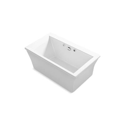 Kohler Stargaze 60'' x 34'' freestanding Heated BubbleMassageE air bath with Bask heated surface and fluted shroud - White