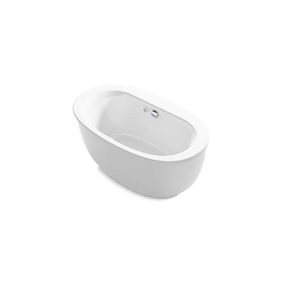 Kohler Sunstruck 60-1/2'' x 34-1/2'' freestanding Heated BubbleMassageE air bath with fluted shroud - White