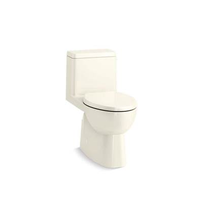 Kohler ReachE One piece compact elongated 1.28 gpf chair height toilet with right hand trip lever, and Quiet CloseE seat - Biscuit