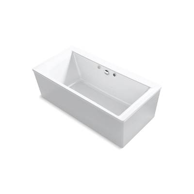 Kohler Stargaze 72'' x 36-1/4'' freestanding Heated BubbleMassageE air bath with Bask heated surface and straight shroud - White
