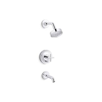 Kohler Purist Rite-temp Bath and Shower Trim Kit with Push-button Diverter and Cross Handle, 1.75...