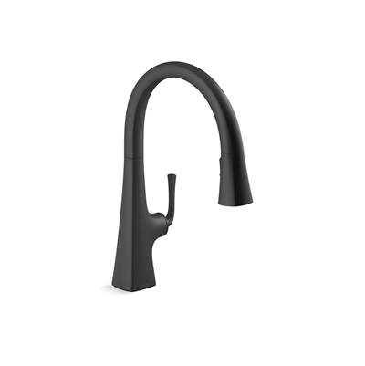 Graze Pull-down kitchen sink faucet with three-function sprayhead - Matte Black
