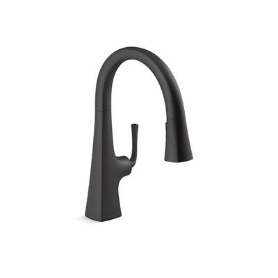Graze Pull-down kitchen sink faucet with three-function sprayhead - Matte Black