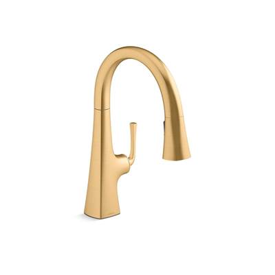 Graze Pull-down kitchen sink faucet with three-function sprayhead - Vibrant Brushed Moderne Brass