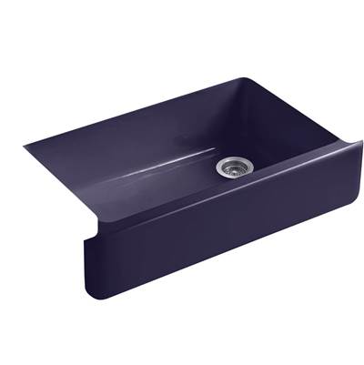Kohler Whitehaven Undermount single-bowl farmhouse kitchen sink with tall apron - Indigo Blue