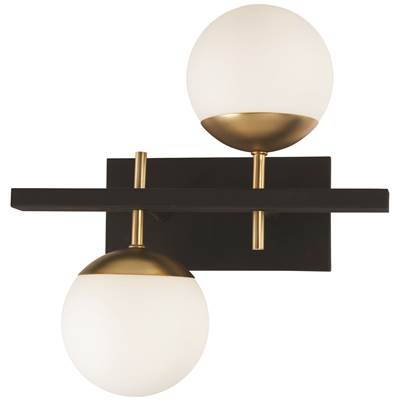 George Kovacs Alluria Two-Light Wall Mount in Weathered Black Autumn Gold