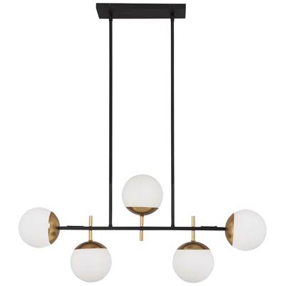 George Kovacs Alluria 5 Light Island Light in Weathered Black Autumn Gold