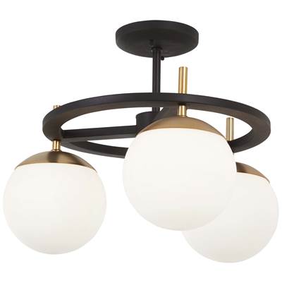 George Kovacs Alluria 3-Light Semi Flush in Weathered Black Autumn Gold