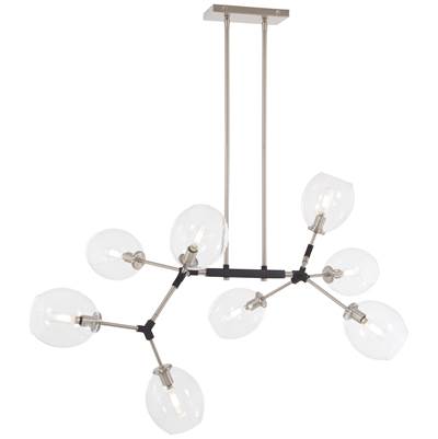 George Kovacs Nexpo 8 Light Chandelier in Brushed Nickel Black Accents