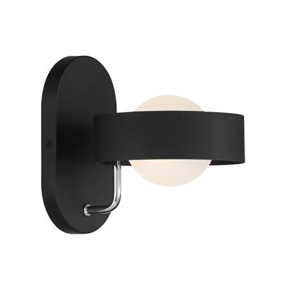 George Kovacs Lift Off Wall Sconce - 1-Light in Sand Coal Polished Nickel