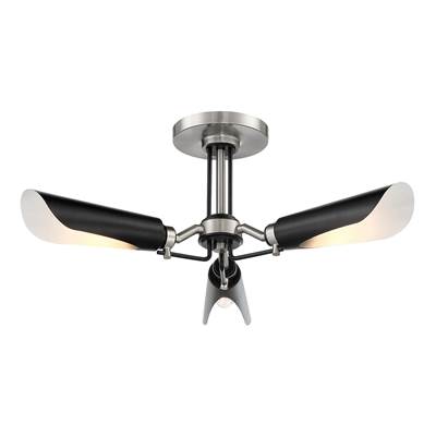 George Kovacs Turbine 3-Light Semi Flush in Coal Brushed Nickel