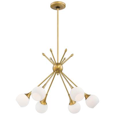 George Kovacs Pontil 6-Light Down Chandelier in Honey Gold