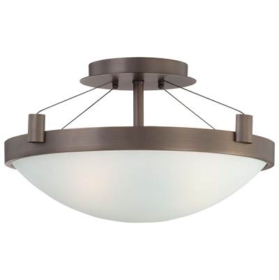 George Kovacs Suspended 3-Light Semi Flush in Copper Bronze Patina