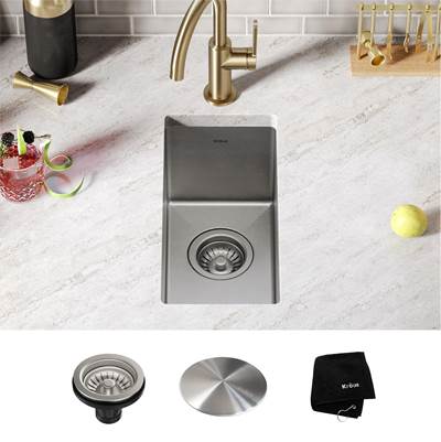 Kraus Standart PRO® Undermount Single Bowl Bar Prep Kitchen Sink - 10-inch - 16 Gauge in Stainless Steel