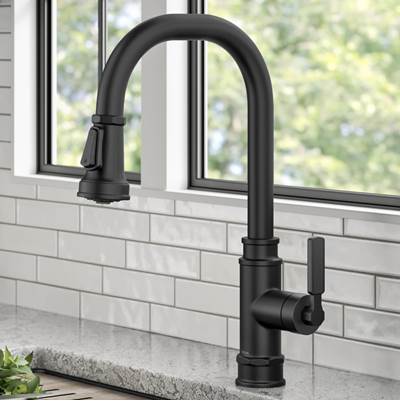 Kraus Allyne® Transitional Industrial Single Handle Pull-Down Kitchen Faucet - 1.8 GPM in Matte Black