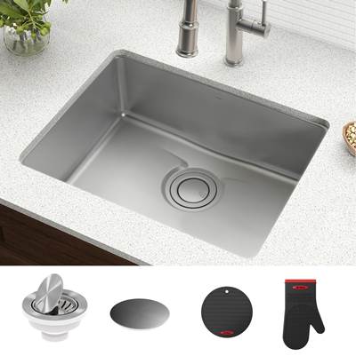 Kraus Dex® 25" Single Bowl Undermount Kitchen Sink in Radiant Pearl