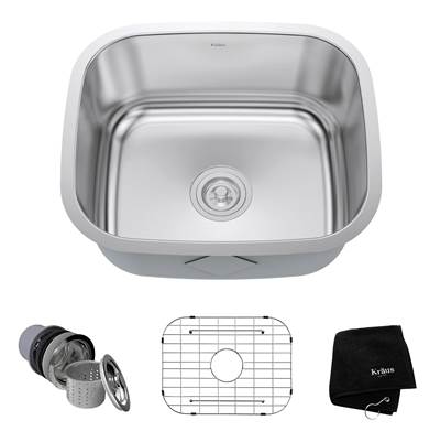 Kraus Premier 20" Undermount Single Bowl Kitchen Sink - 16 Gauge in Stainless Steel