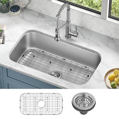 Kraus Premier® 32" Single Bowl Undermount Kitchen Sink in Stainless Steel