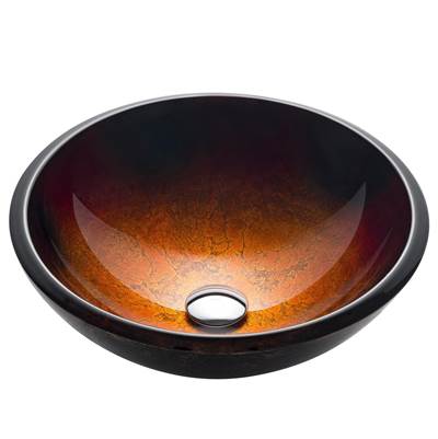 Kraus Round Glass Vessel Bathroom Sink - 17" in Red, Black and Gold