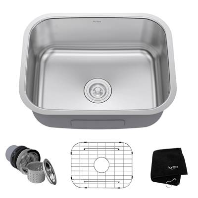 Kraus Premier 23" Rectangular Single Bowl Undermount Kitchen Sink in Stainless Steel