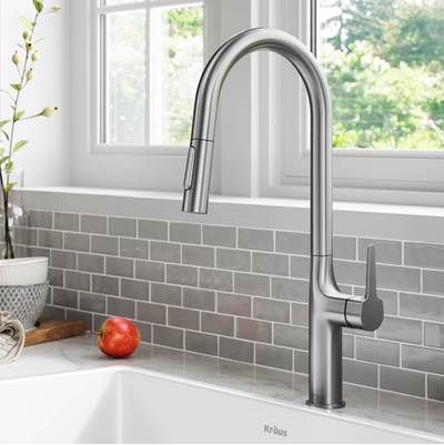 Kraus Oletto® Tall Modern Single Handle Pull-Down Kitchen Faucet in Spot Free Stainless Steel