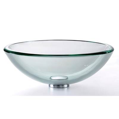 Kraus 19mm Thick Glass Vessel Sink - Tempered Glass - Clear - Pop-Up Drain in Chrome
