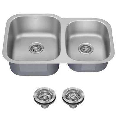 Kraus Premier 32" 60/40 Double Bowl Undermount Kitchen Sink in Stainless Steel
