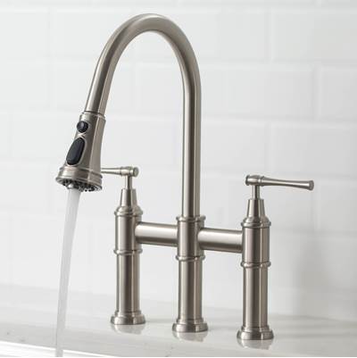 Kraus Allyn® Transitional Bridge Kitchen Faucet with Pull-Down Sprayhead in Spot Free Stainless Steel
