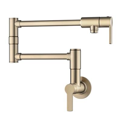 Kraus Oletto Wall Mount Pot Filler - Retractable Arm in Spot Free Antique Champagne Bronze